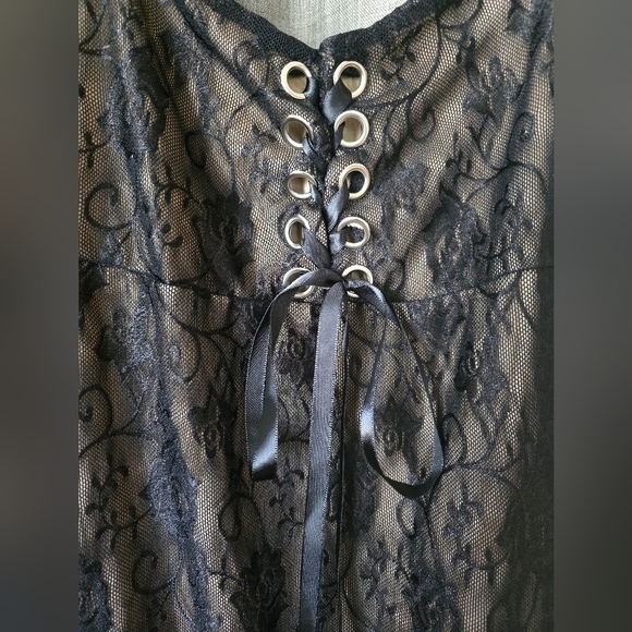Black Lace Slip Dress Corset Front Size L - Picture 2 of 6